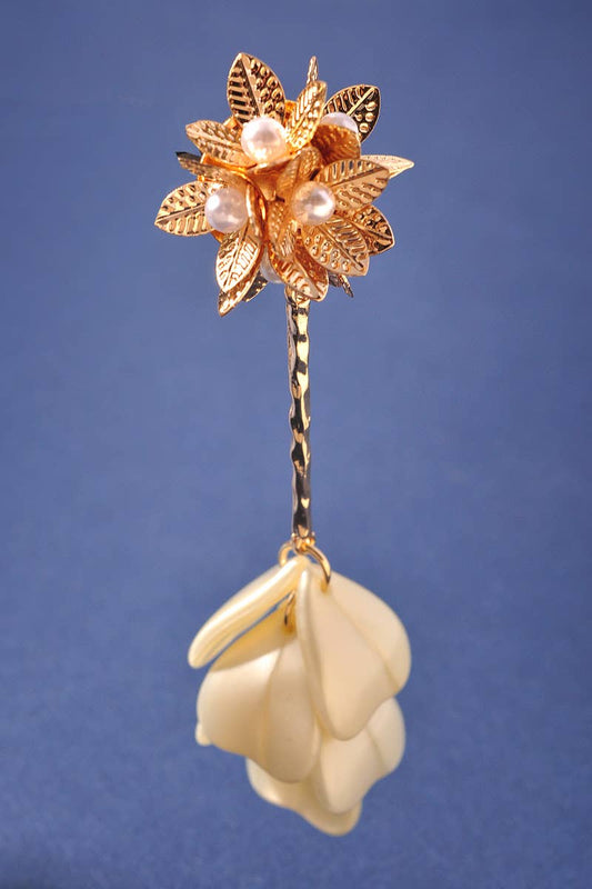 Elegant Floral Pearl Butterfly Drop Earrings