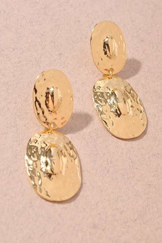Hammered Double Oval Circle Earrings
