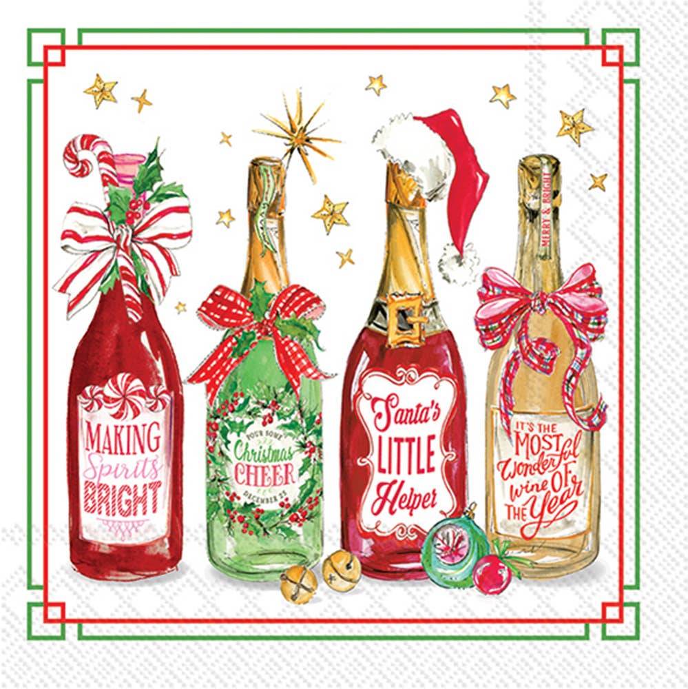 Cocktail Napkins : Christmas Bottles Christmas
