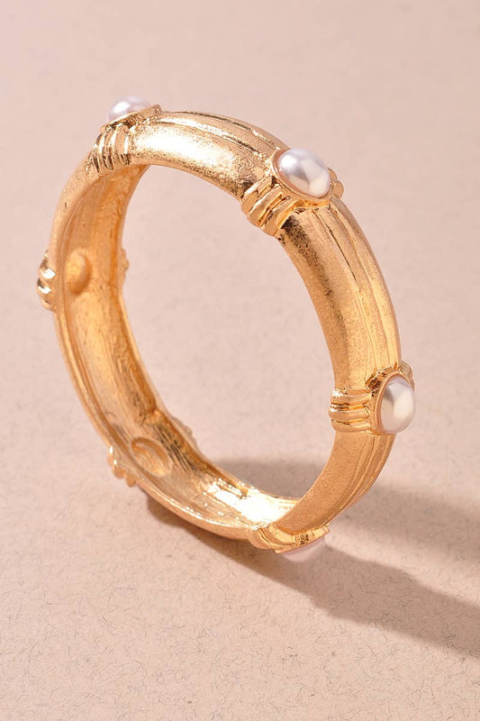 Crystal Accent Bamboo Bangle Bracelet