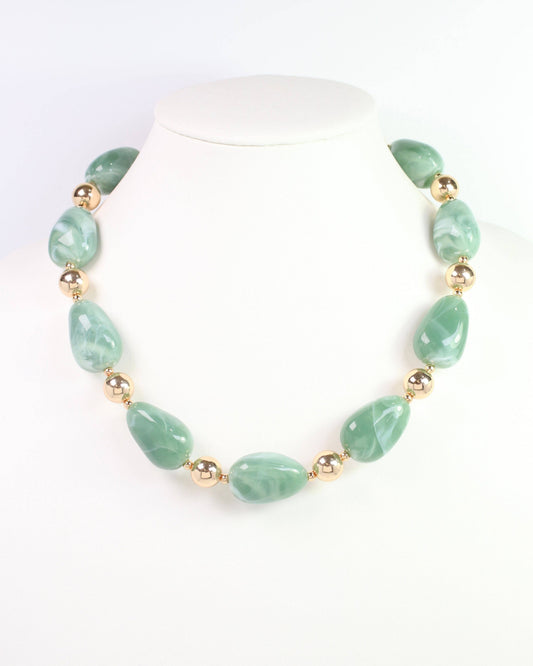 Giana Swirl Beaded Necklace Jade