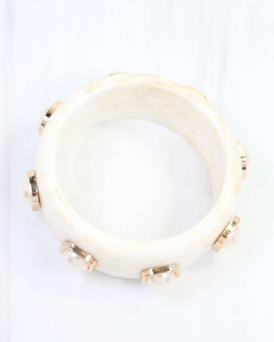 Aida Pearl Bangle Bracelet Ivory
