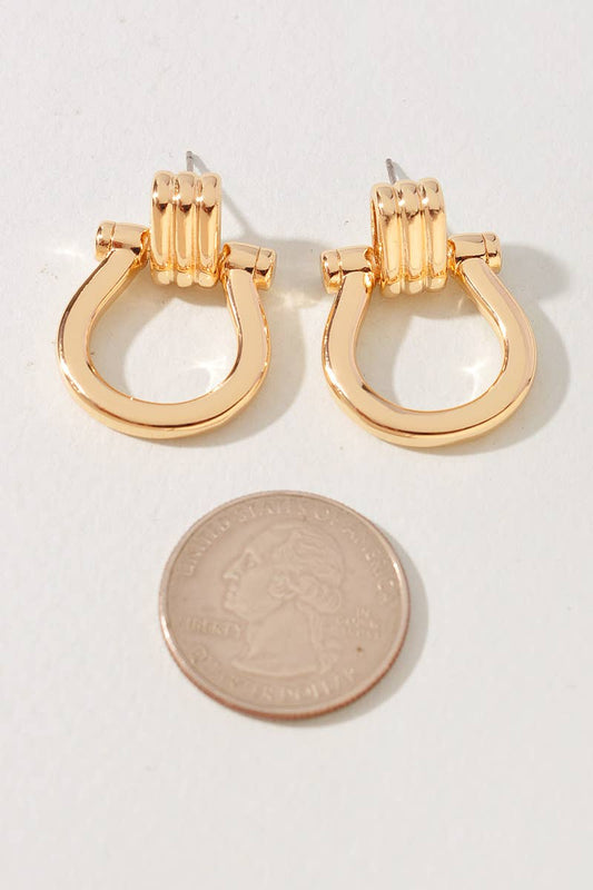 Gold Coil Link Hoop Drop Earrings