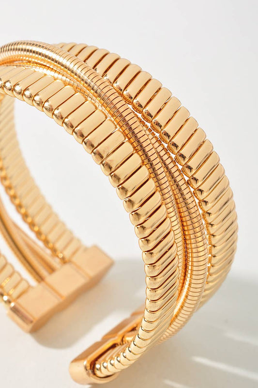 Multi Polished Box Cuff Bracelet