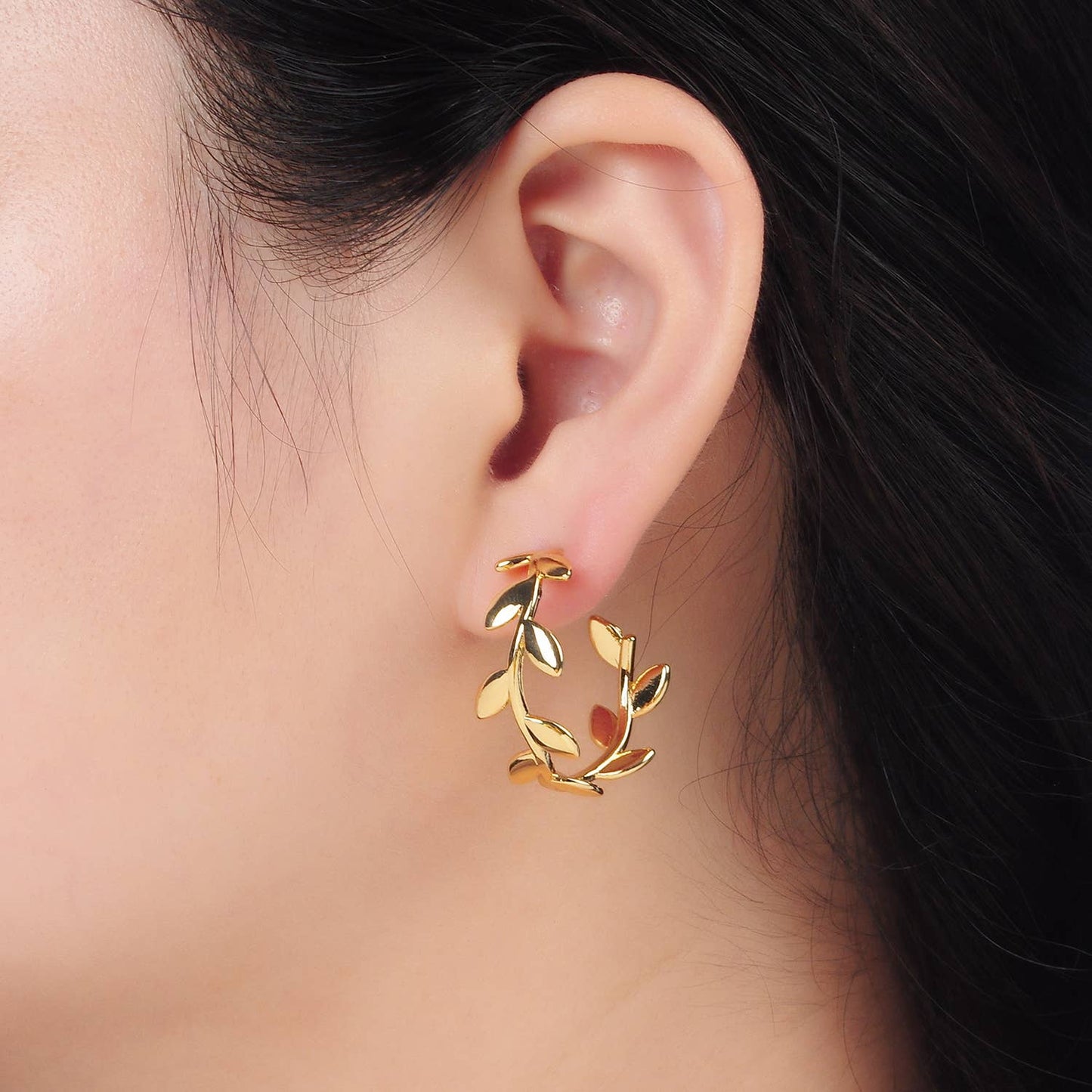 Leaf Hoop Earring | 24K Gold Filled