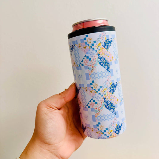 Slim Can Cooler, Blue Quilt Pattern