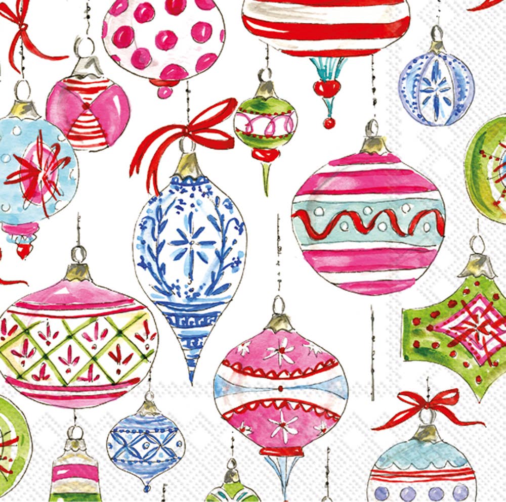 Paper Cocktail Napkins : Merry Vintage Ornaments