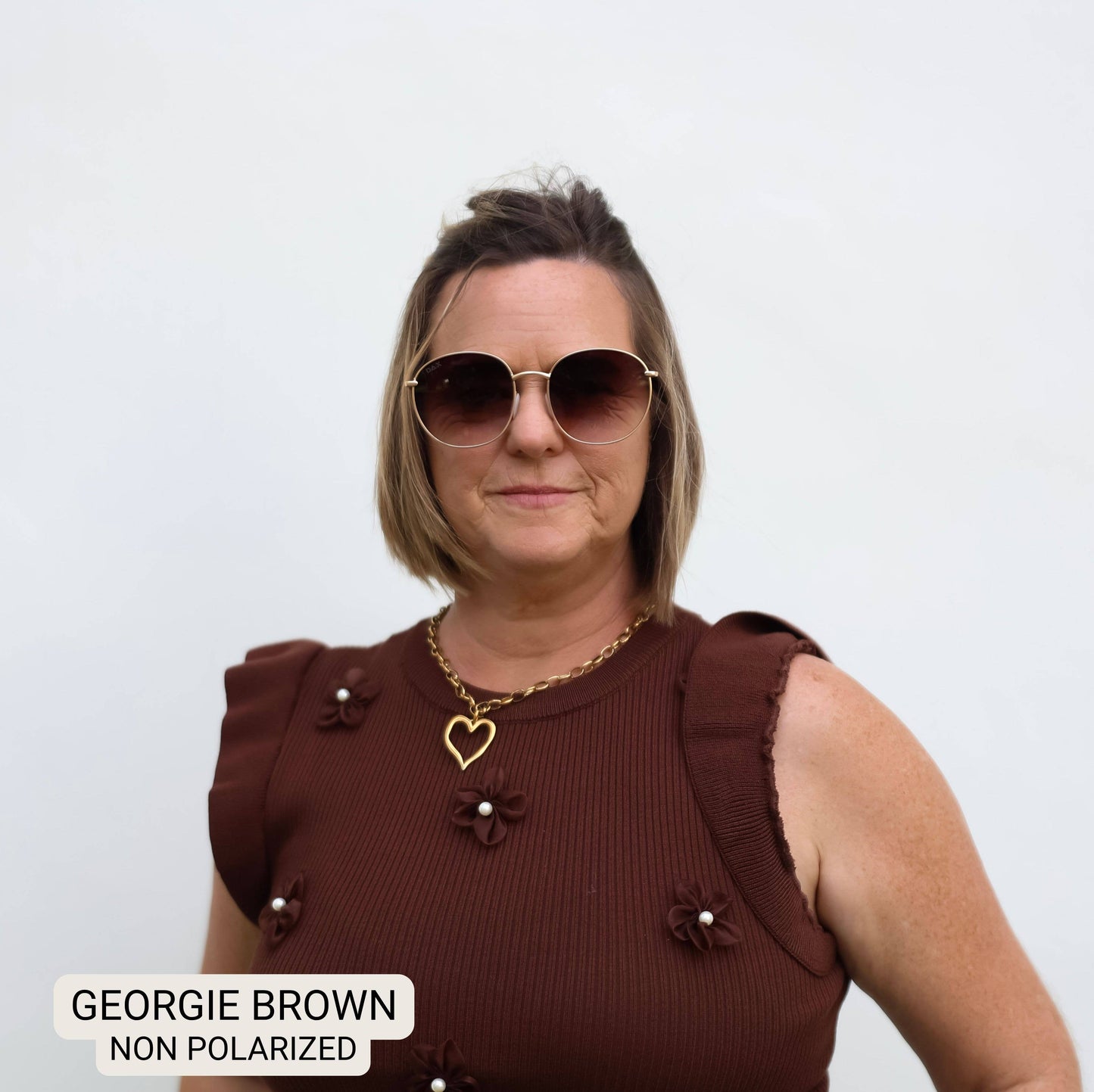Georgie - Women's Large Round Sunglasses: Brown