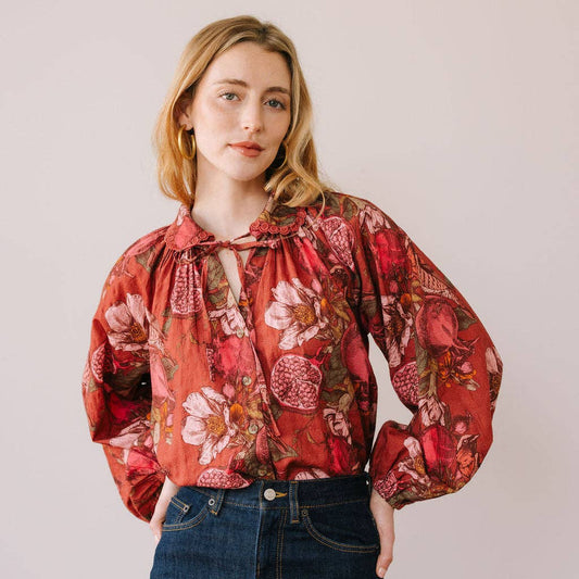 Sunshine Tienda| Pomegranate Floral Willa Top
