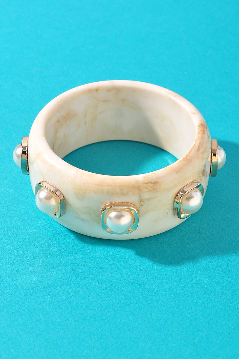Acrylic Pearl Bangle Bracelet