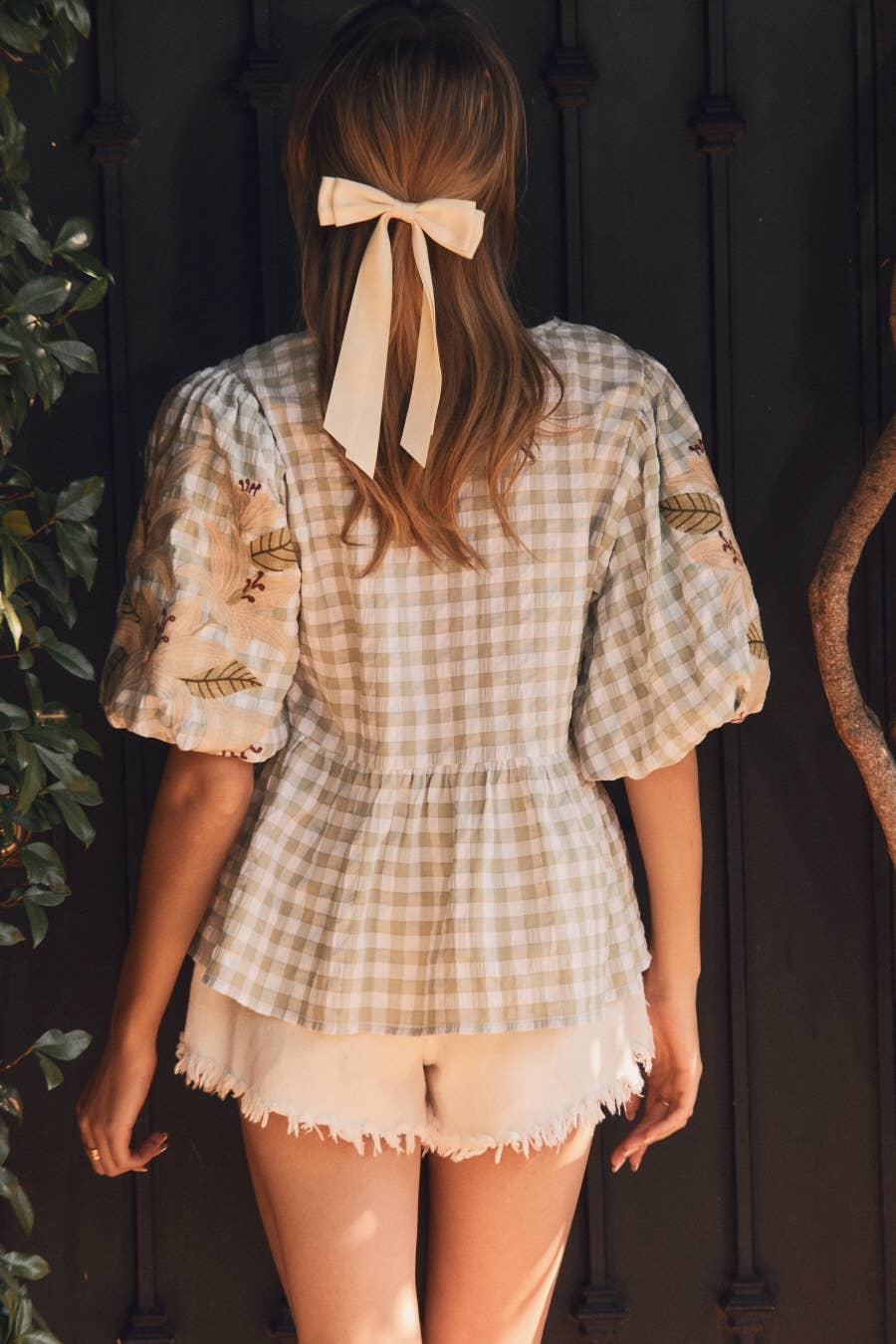 The Ginger Gingham Embroidered Top | Oddi