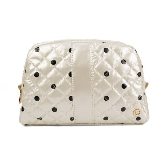 Jennifer Cosmetic Makeup Bag Travel Pouch | Pearl Polkadot