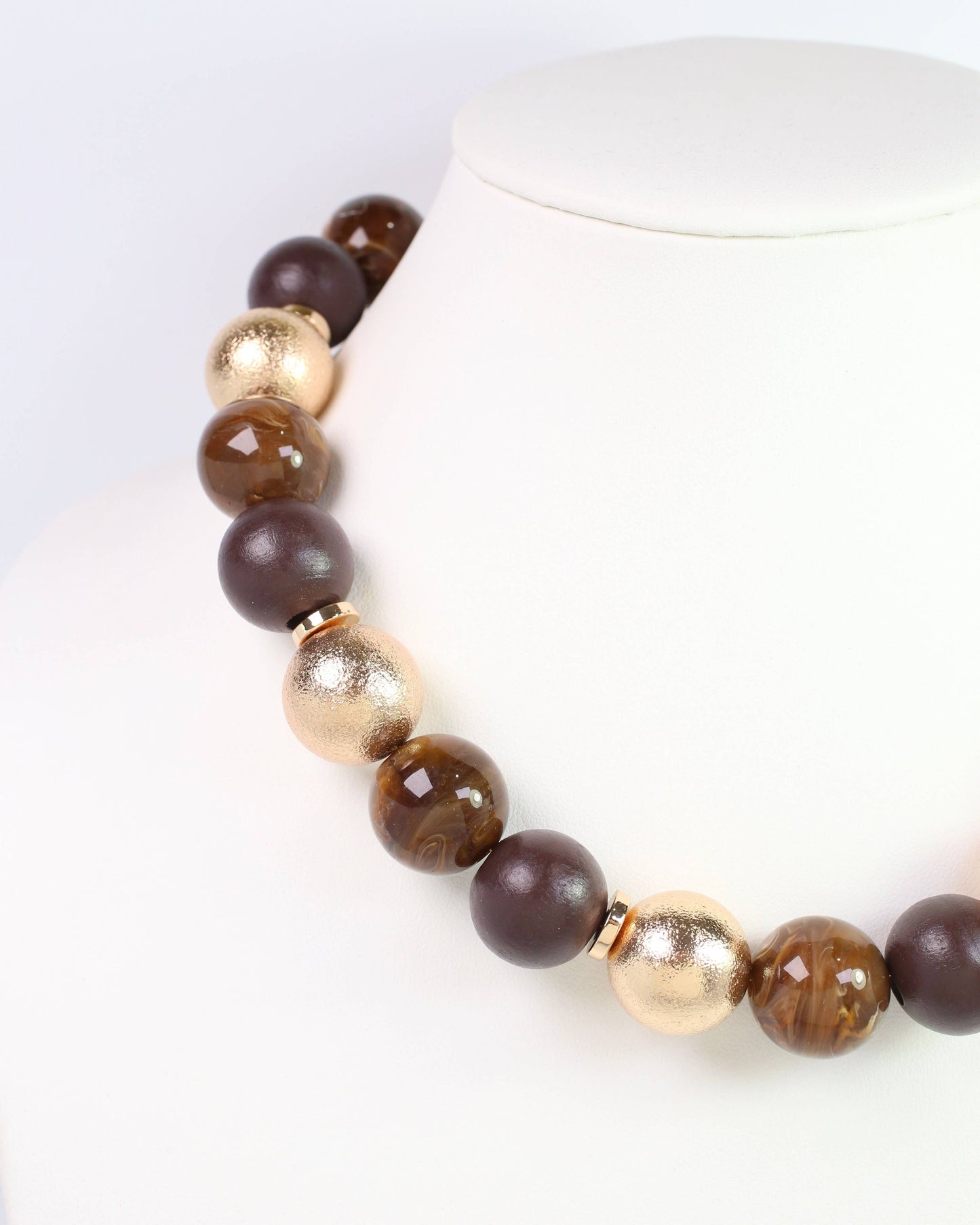 Elaine Beaded Ball Necklace Brown