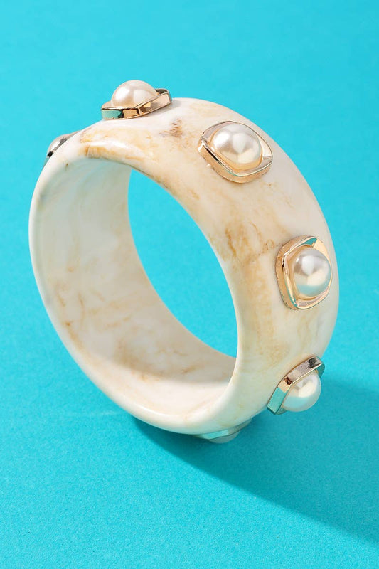 Acrylic Pearl Bangle Bracelet