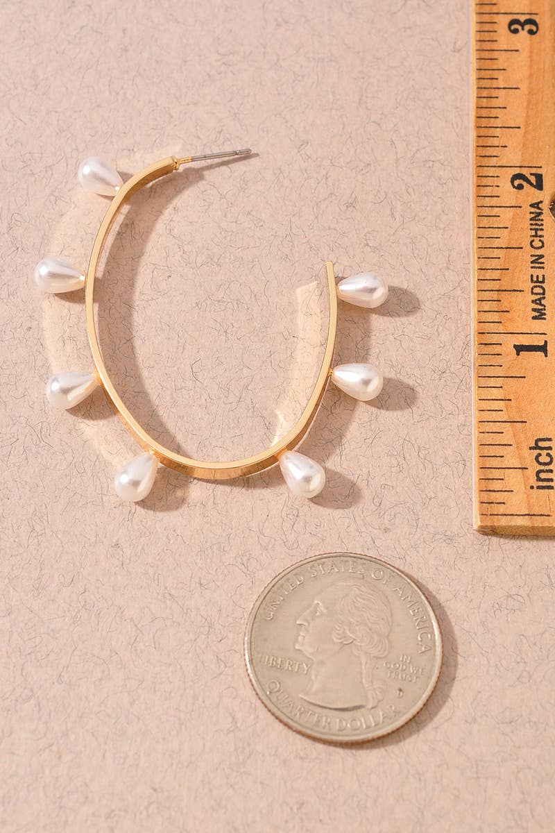 Pearl Studded Hoop Earrings