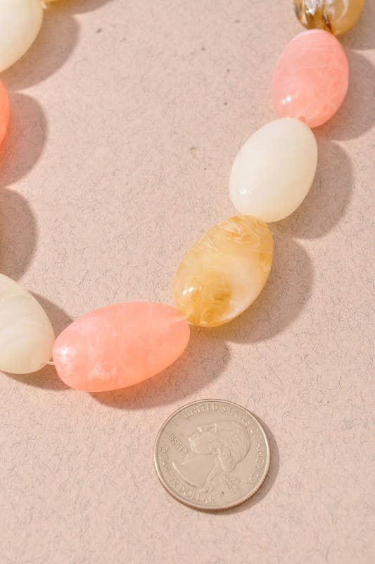 Multi Marble Stone Beaded Necklace