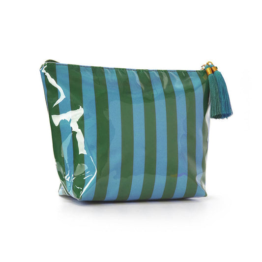 Large Striped Makeup Bag | Waterproof