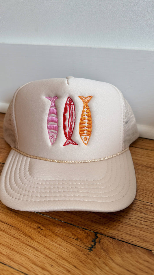 Cream Colored Sardine Trucker Hat