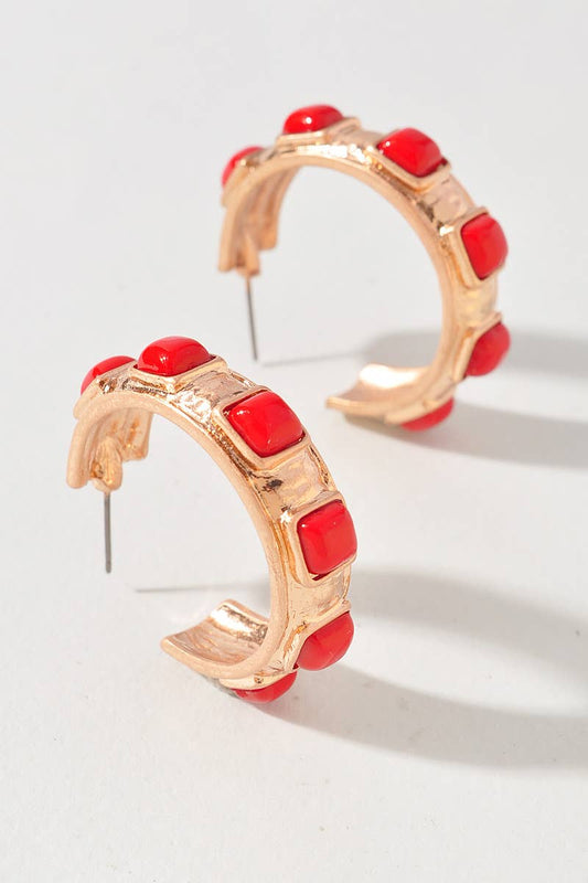Square Inlay Hoop Earrings