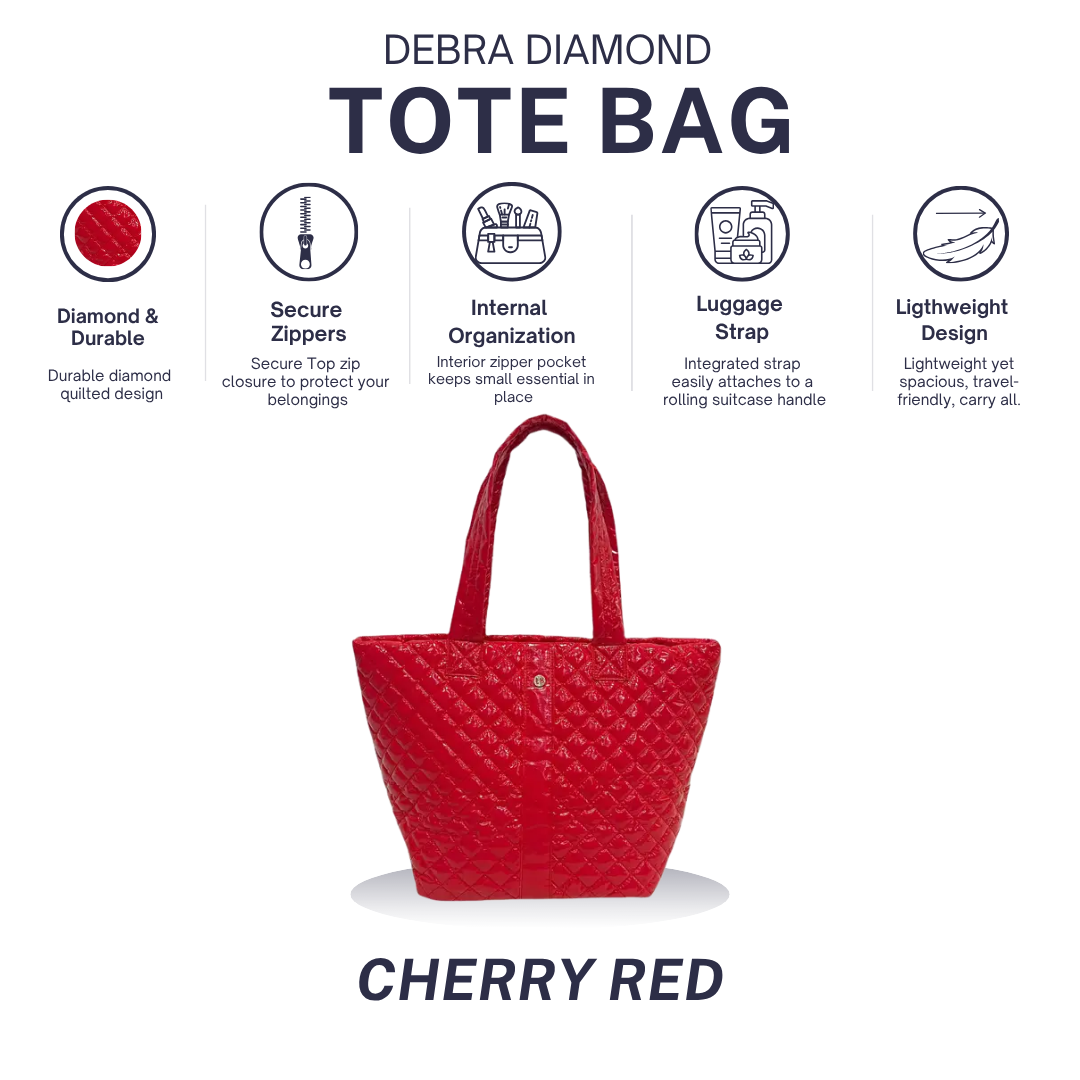 Diamond Tote Shoulder Bag Cherry Red