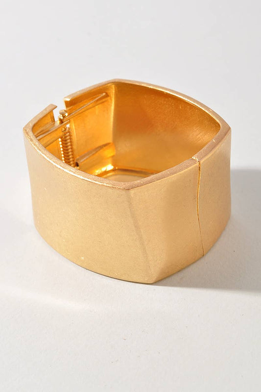 Matte Gold Geometric Hinge Cuff Bracelet