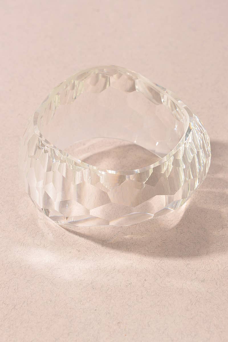 Clear Faceted Acrylic Bangle Bracelet