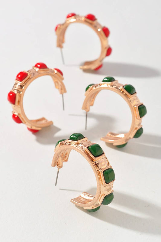 Square Inlay Hoop Earrings