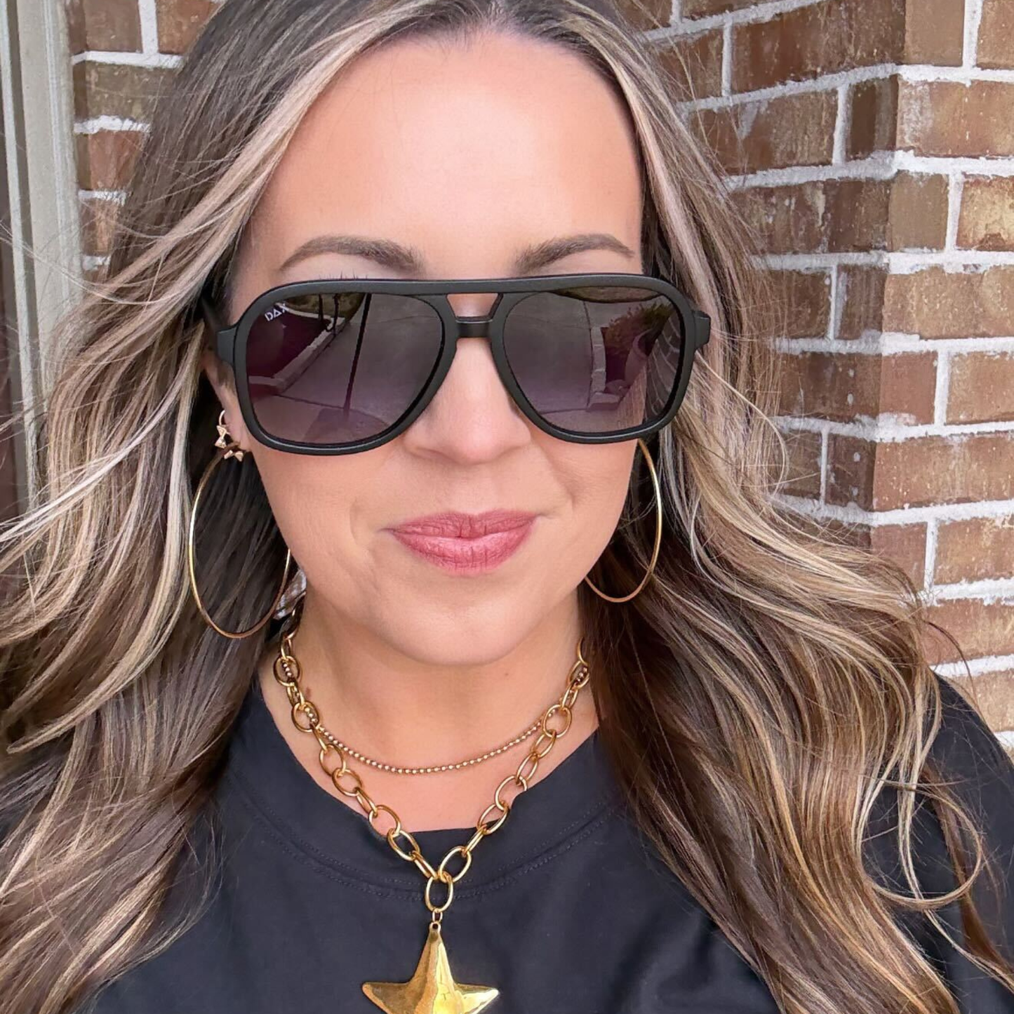 Cruz - Unisex Aviator Sunglasses – Polarized Hair-Friendly: Matte Black