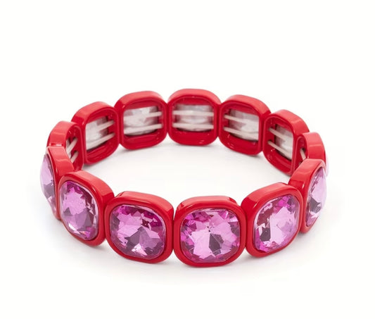 Pink Square Crystal Bracelet