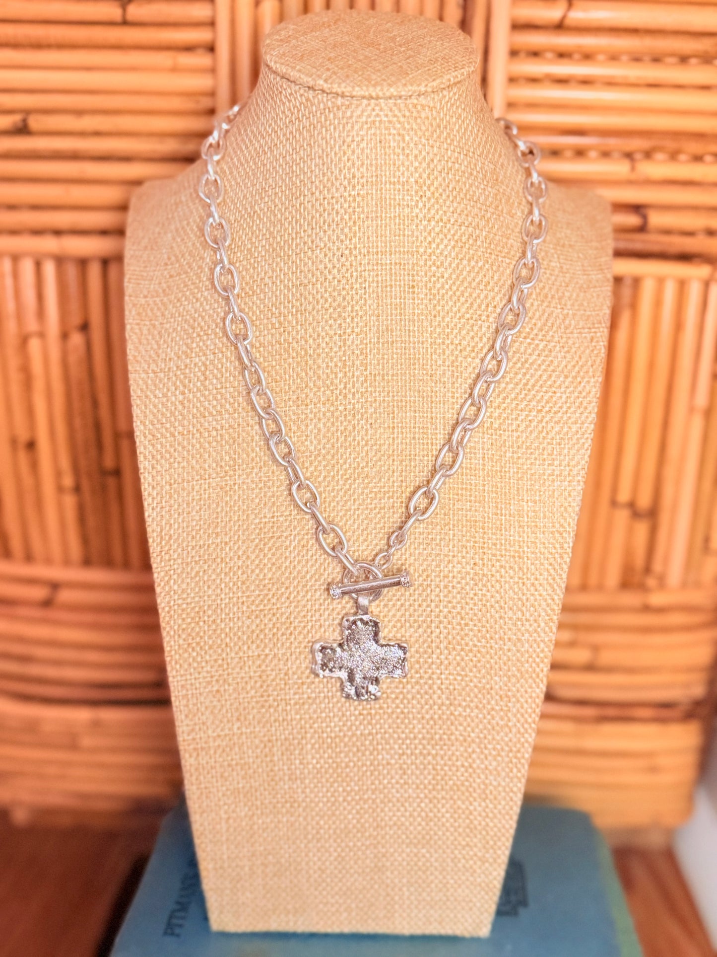 Silver Forge Cross Toggle Necklace