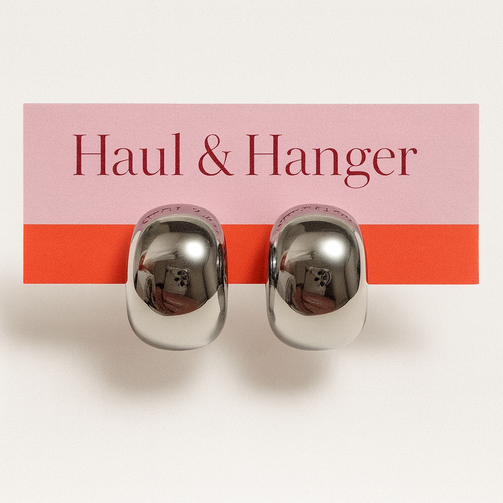 Polished Silver Dome Stud Earrings