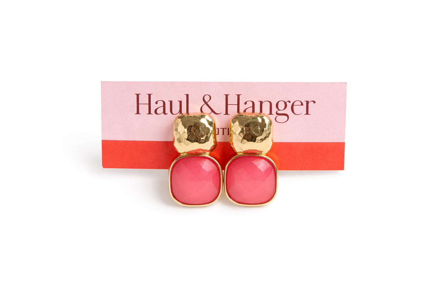 Pink Stud Drop Earrings