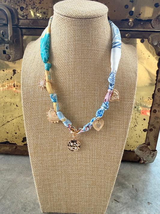 Scarf & Heart Charm Necklace