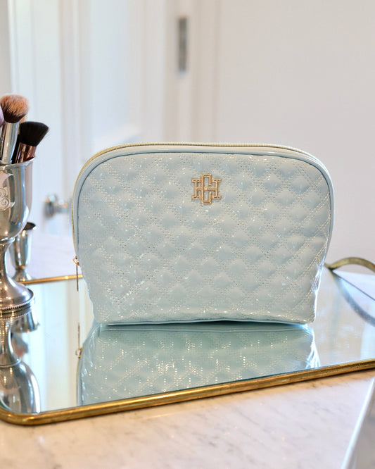 Capri Large Pouch Light Blue Patent | Caroline Hill