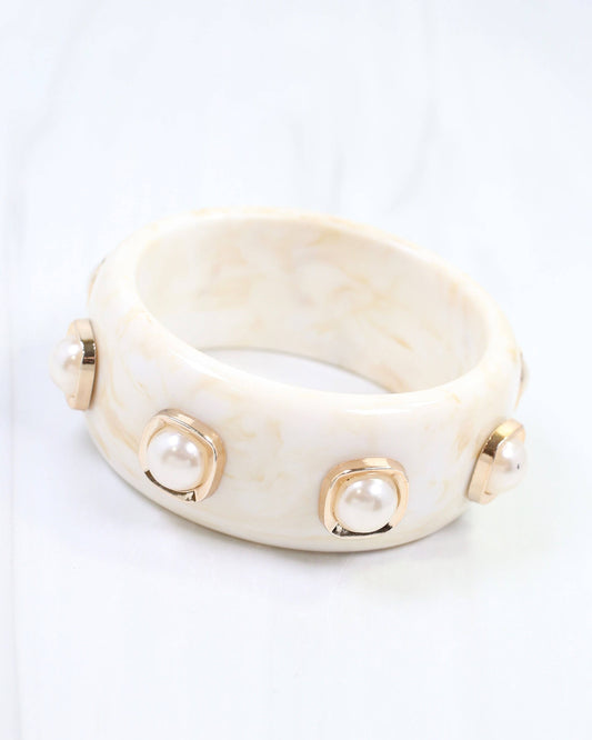 Aida Pearl Bangle Bracelet Ivory