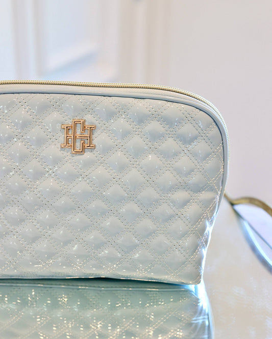 Capri Large Pouch Light Blue Patent | Caroline Hill