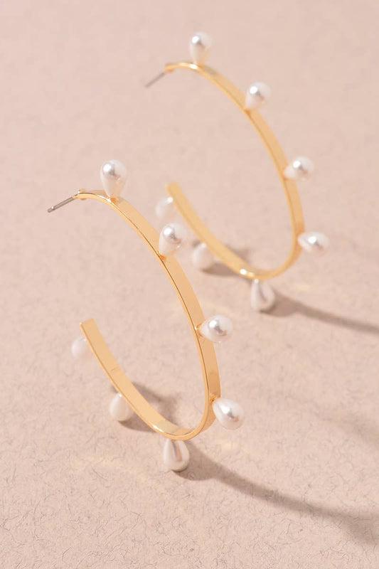 Pearl Studded Hoop Earrings