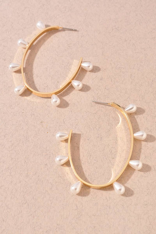 Pearl Studded Hoop Earrings