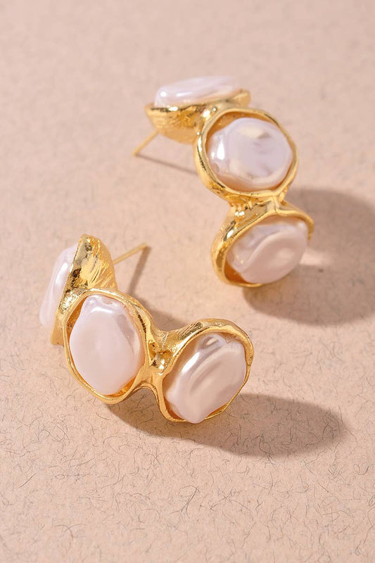 Mother of Pearl Hoop Layered Drop Earrings