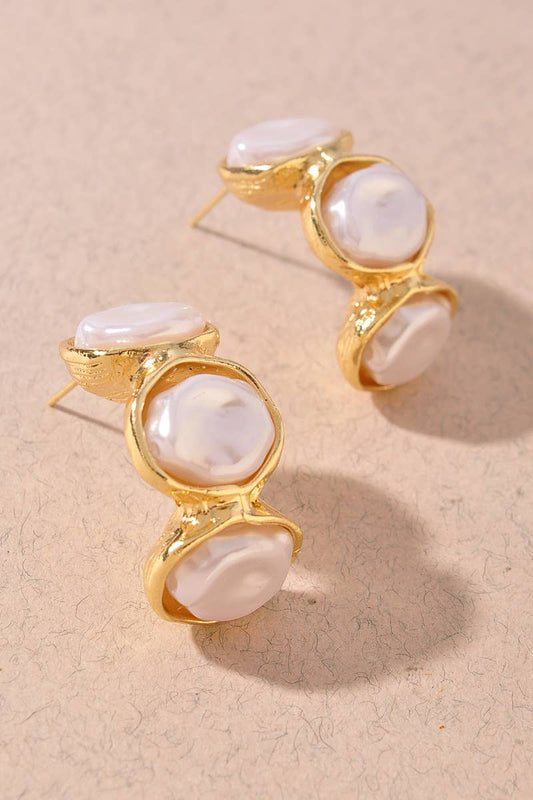 Mother of Pearl Hoop Layered Drop Earrings
