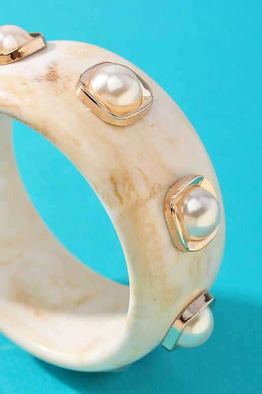 Acrylic Pearl Bangle Bracelet