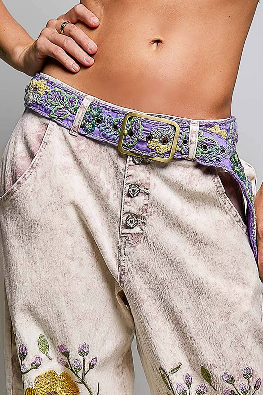 Handcrafted Flower Embroidered Bead Accessory Belt