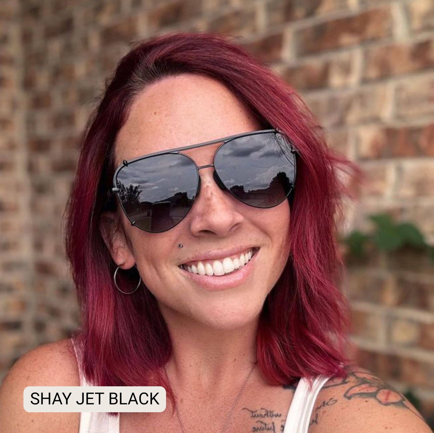 SHAY - Women's Polarized Large Hair Friendly Aviator: Jet Black