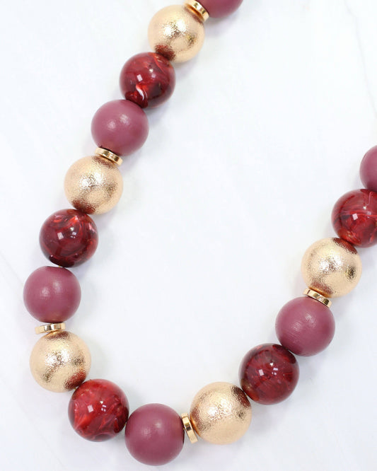Elaine Beaded Ball Necklace Wine