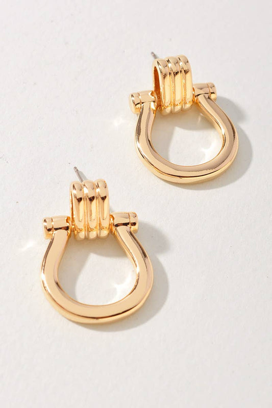 Gold Coil Link Hoop Drop Earrings