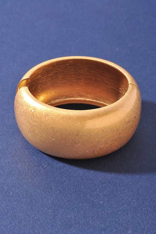 Worn Gold Smooth Hinged Bangle