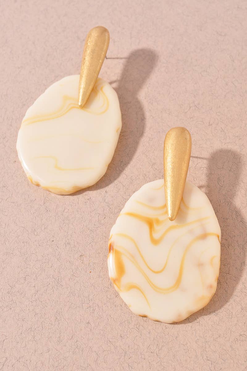 Resin Oval Statement Stud Earrings