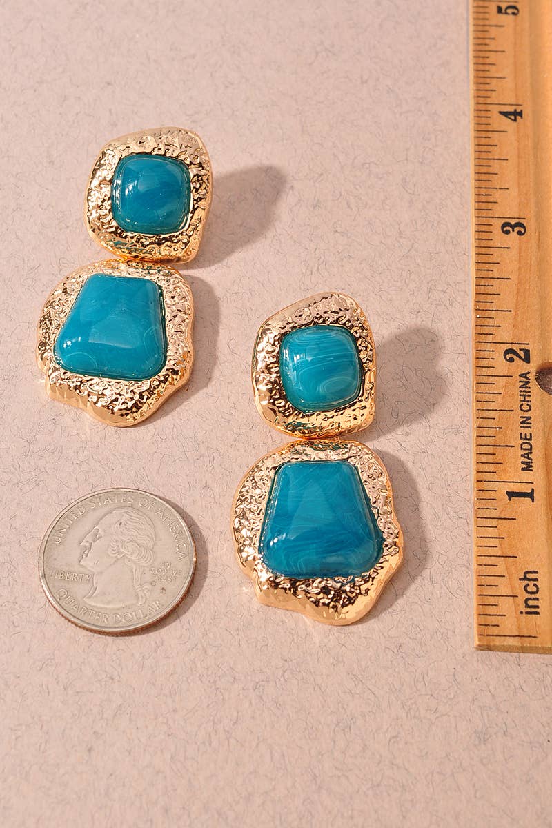 Hammered Marble Stone Drop Earrings