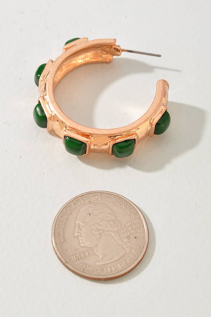 Square Inlay Hoop Earrings