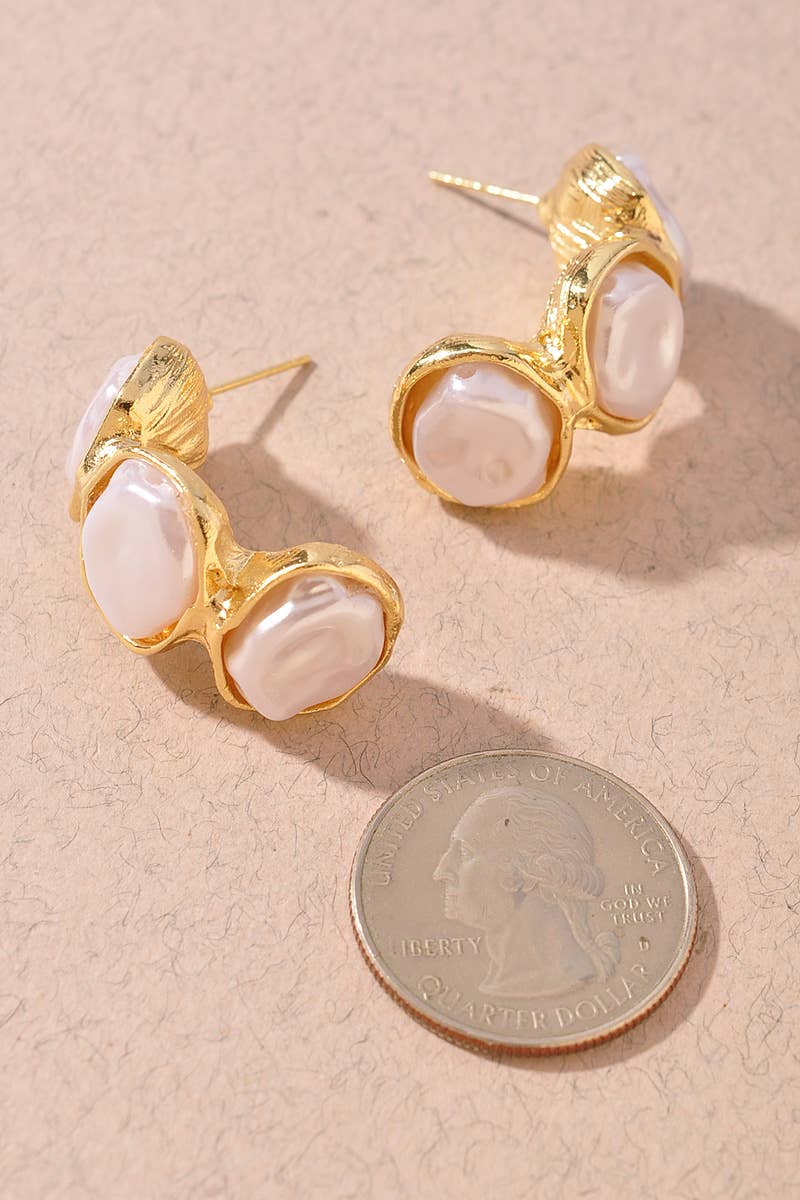 Mother of Pearl Hoop Layered Drop Earrings
